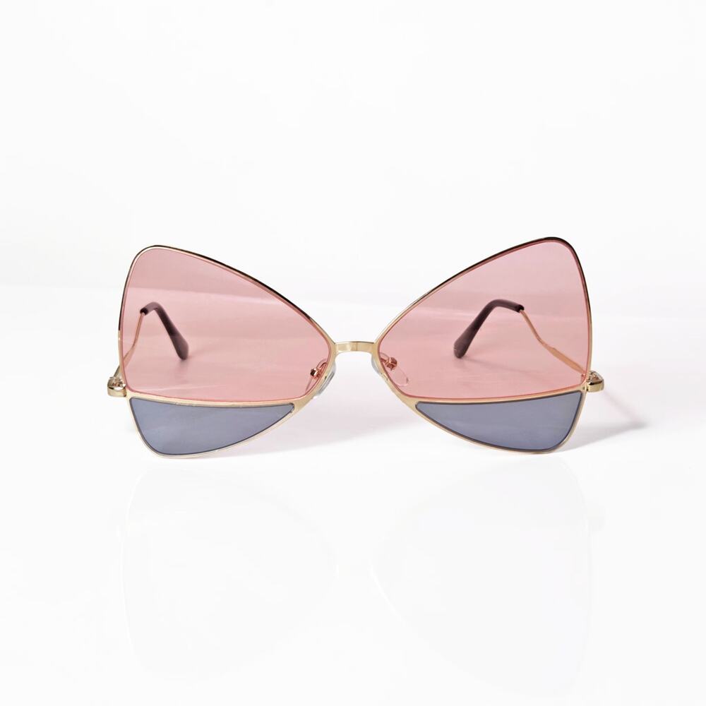 GISELLE Eyewear Pink Blue Gold Metal Butterfly Sunglasses Oversized NEW
